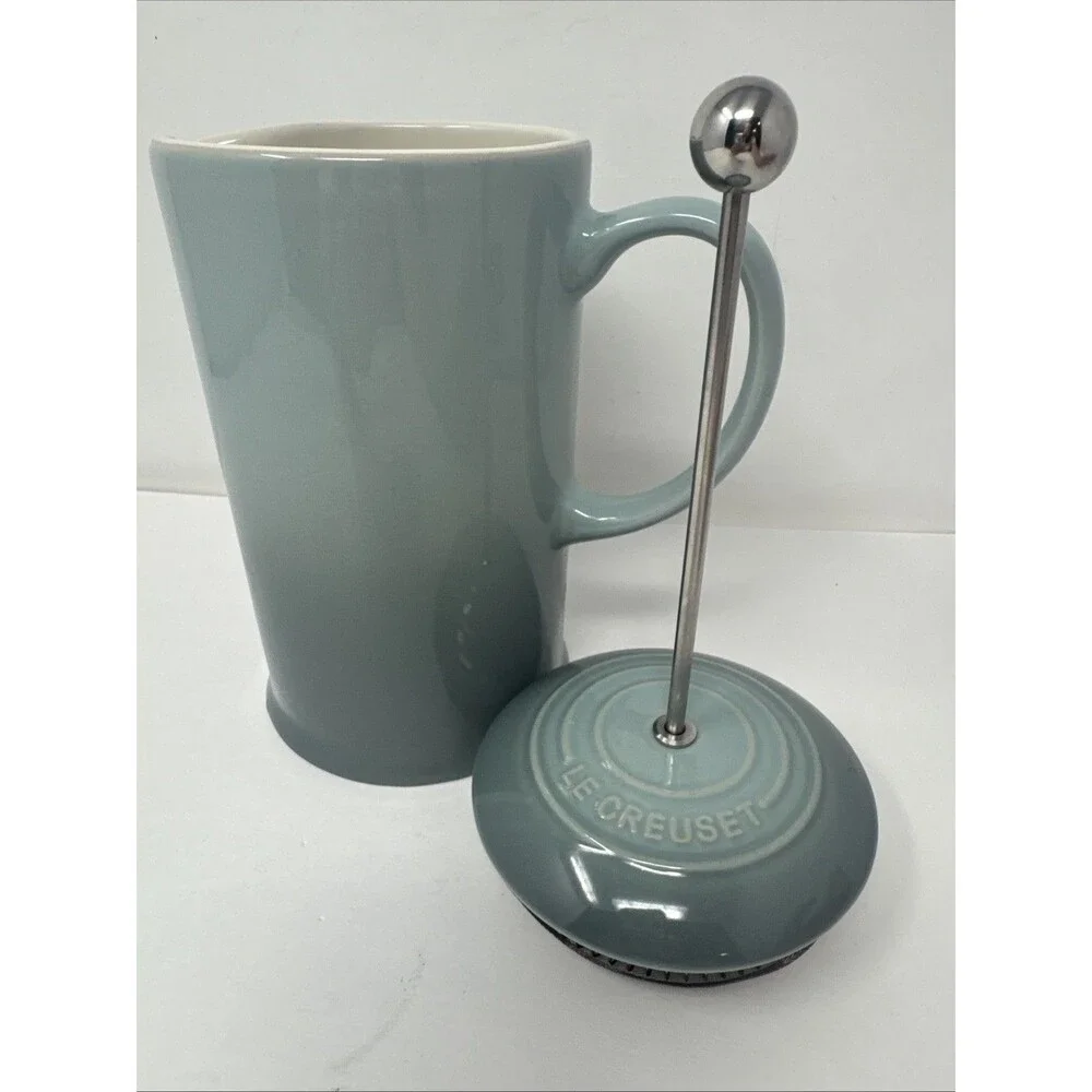 Le Creuset French Press Coffee Sea Salt 34 oz Stoneware Glazed Dishwasher Safe
